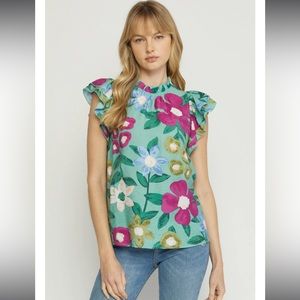Entro Floral Ruffle Blouse